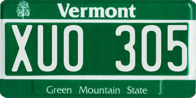 VT license plate XUO305