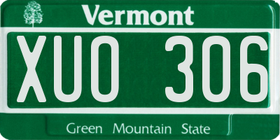 VT license plate XUO306