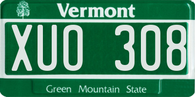 VT license plate XUO308