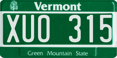 VT license plate XUO315