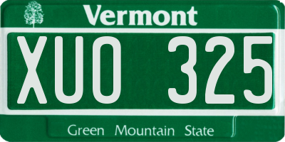 VT license plate XUO325