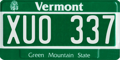 VT license plate XUO337