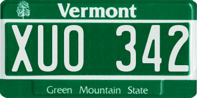 VT license plate XUO342