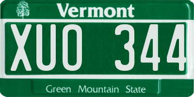 VT license plate XUO344