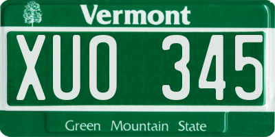 VT license plate XUO345