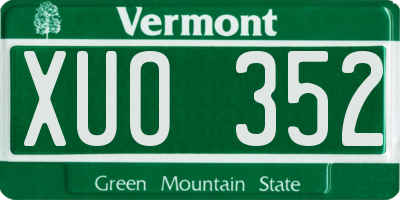 VT license plate XUO352