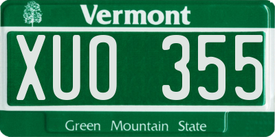 VT license plate XUO355