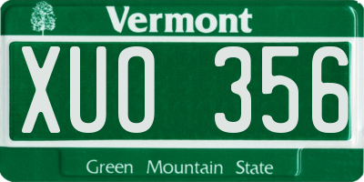 VT license plate XUO356