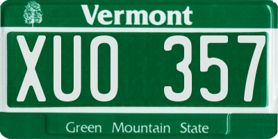 VT license plate XUO357