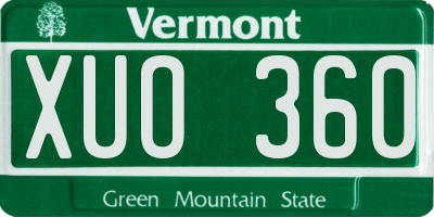 VT license plate XUO360