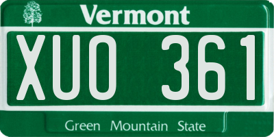 VT license plate XUO361