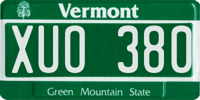 VT license plate XUO380