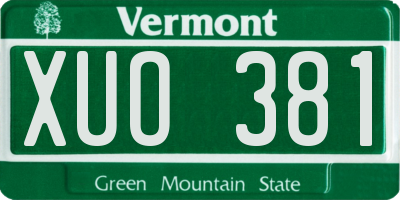 VT license plate XUO381