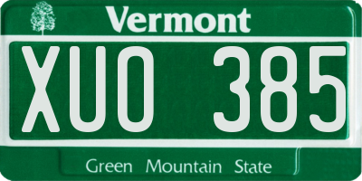 VT license plate XUO385