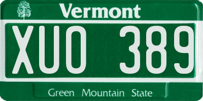 VT license plate XUO389