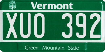 VT license plate XUO392