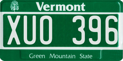 VT license plate XUO396