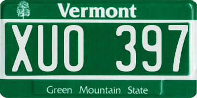 VT license plate XUO397