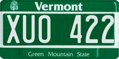 VT license plate XUO422