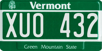 VT license plate XUO432