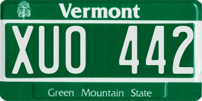 VT license plate XUO442