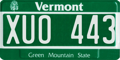 VT license plate XUO443