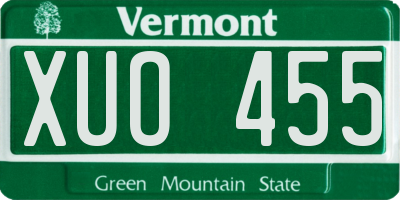 VT license plate XUO455