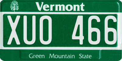 VT license plate XUO466