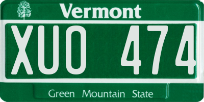 VT license plate XUO474