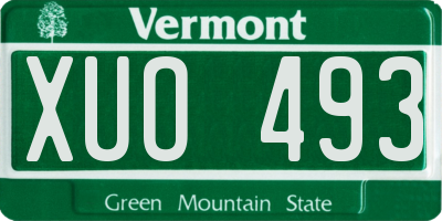 VT license plate XUO493