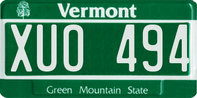 VT license plate XUO494