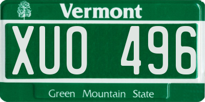 VT license plate XUO496