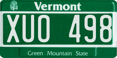 VT license plate XUO498