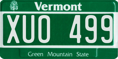 VT license plate XUO499