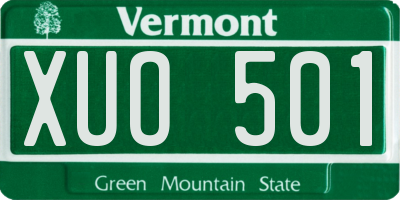 VT license plate XUO501