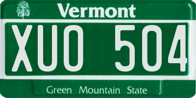 VT license plate XUO504