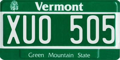 VT license plate XUO505