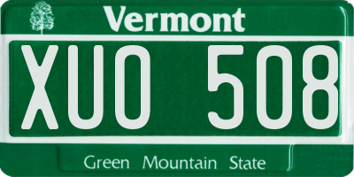 VT license plate XUO508