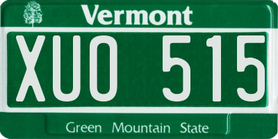 VT license plate XUO515