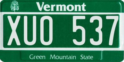 VT license plate XUO537