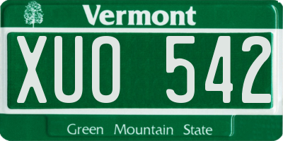 VT license plate XUO542