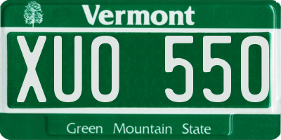VT license plate XUO550