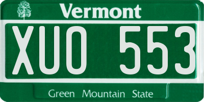VT license plate XUO553