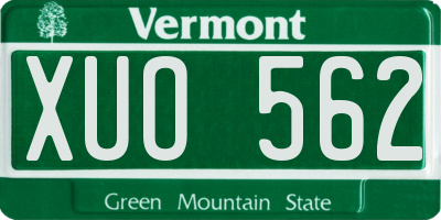 VT license plate XUO562
