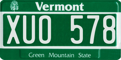 VT license plate XUO578