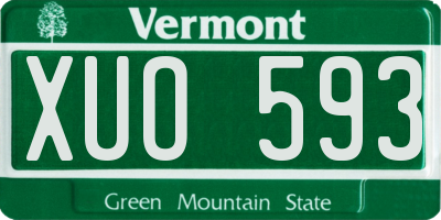 VT license plate XUO593