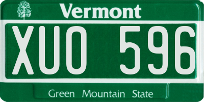 VT license plate XUO596