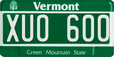 VT license plate XUO600