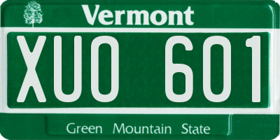 VT license plate XUO601
