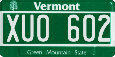 VT license plate XUO602